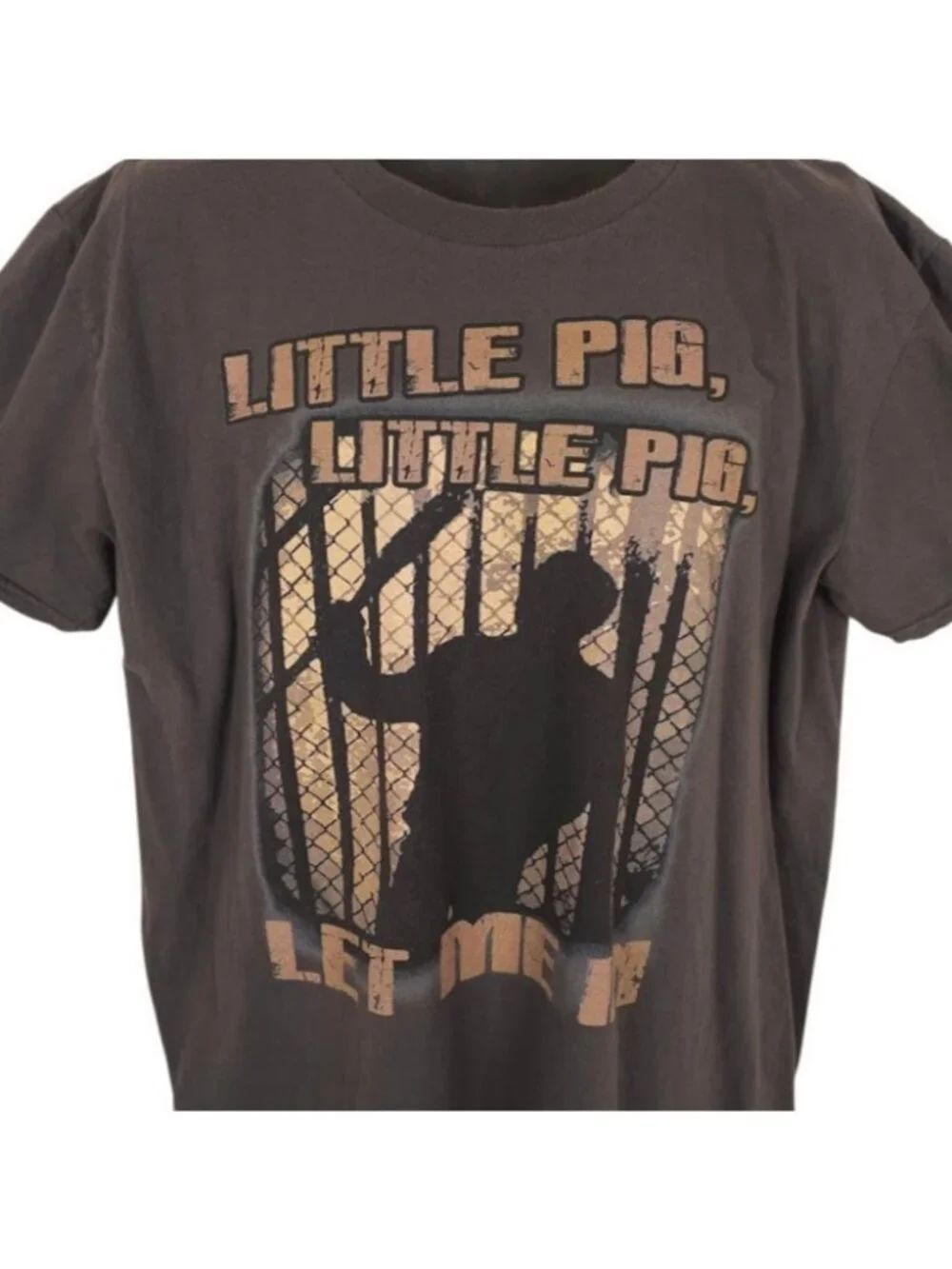 The Walking Dead T Shirt Mens Size XL Brown Negan Little Pig Let Me In Zombies